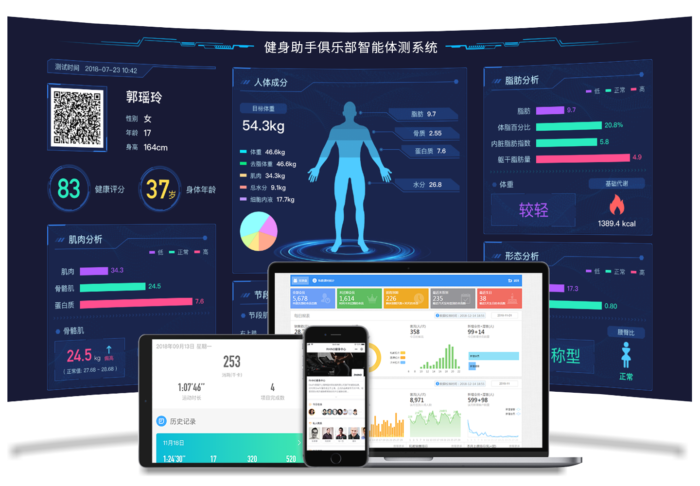 健身助手俱乐部智能体测系统软件定制开发